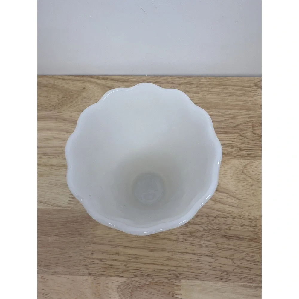 Vintage milk glass raised dot flower vase 7